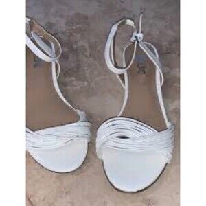 Women's White Strappy Ankle-Tie Sandals